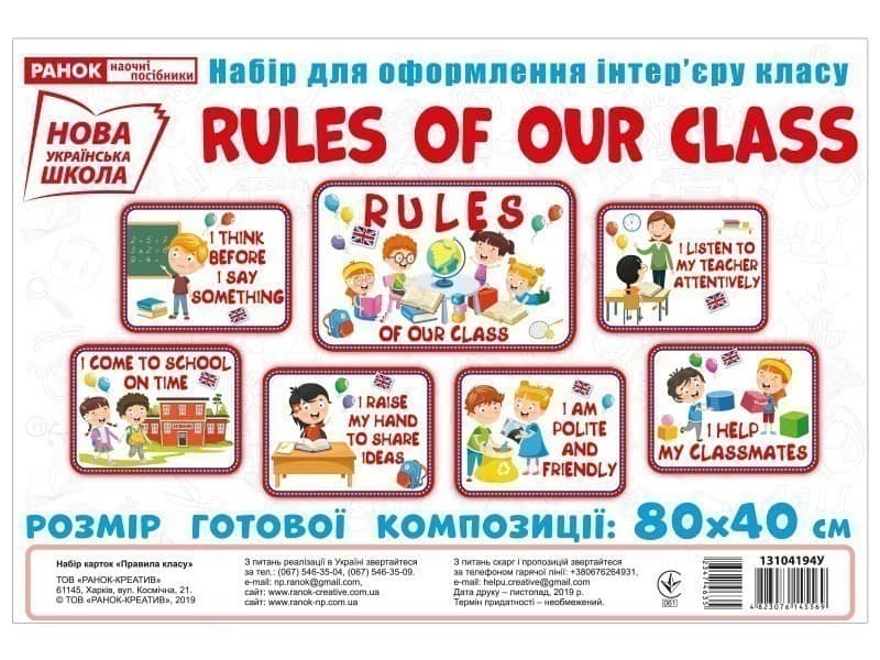 Набір карток.Правила нашого класу(англ.мова)
