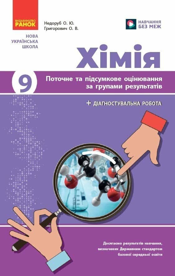 НУШ Хімія. 9 клас. Поточне та підсумкове оцінювання за групами результатів + діагностувальна робота