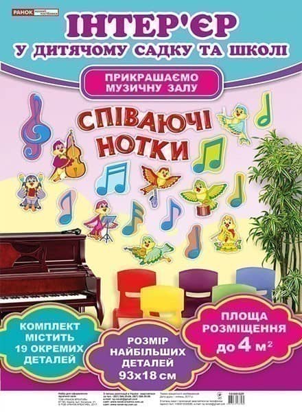 Набір для оформлення музичної зали.Співаючи нотки