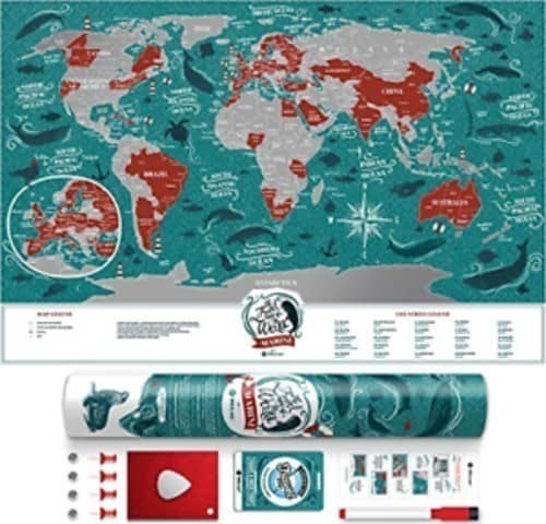 Скретч карта світу &amp;quot;Travel Map Marine World&amp;quot; (англ) (тубус)