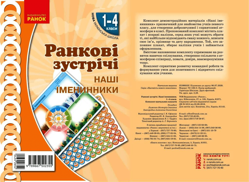 Ранкові зустрічі. Плакат Наші іменники. 1-4 класи