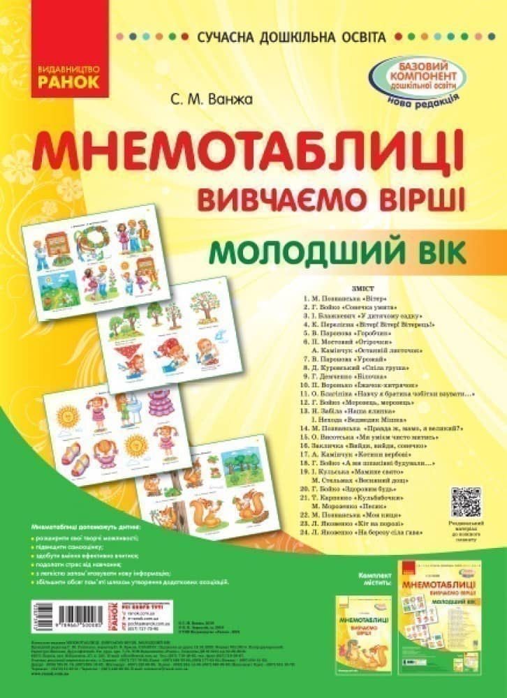 Мнемотаблиці. Вивчення віршів. Молодший вік (плакати) Сучасна дошкільна освіта