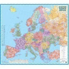Європа. Карта поштових індексів м-б 1:4 000 000  картон на планках