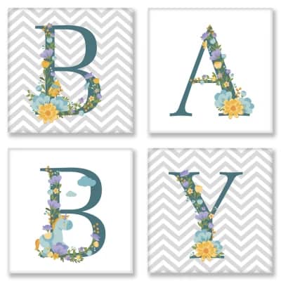 Картина за номерами  BABY скандинавський стиль 18*18 см*4 шт.