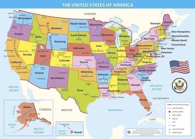 Карта США