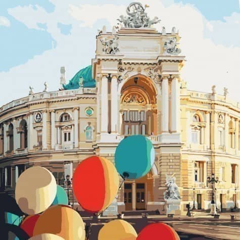 Набір для розпису по номерах. Міський пейзаж &amp;quot;Перлина біля моря&amp;quot; 40*40см