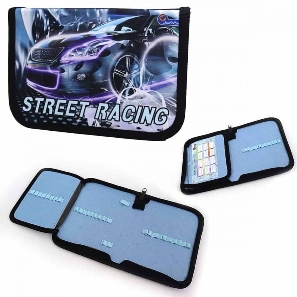 JO-19053 Пенал без наполн. 1 отд. и 1 отвор. &amp;quot;Street racing&amp;quot;, внутри цв. фон+расп.