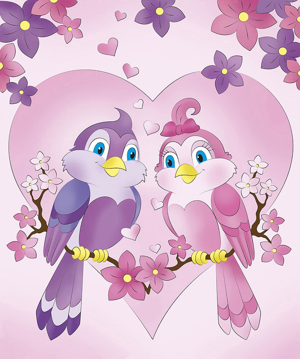 Розпис по полотну &amp;quot;Романтичні пташки&amp;quot; 25*30см, фото - 1