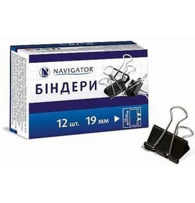Біндер 19мм 12шт чорний 75306-NV цена за шт