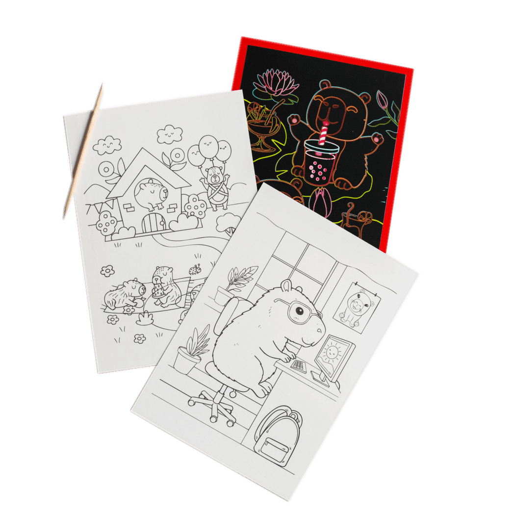 Кольорова гравюра та розмальовка. Капібари, фото - 2