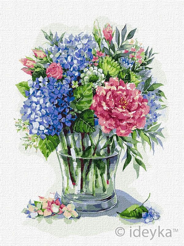 Набір для розпису по номерах. &amp;quot;Лазурна гортензія&amp;quot; 30*40см, фото - 1