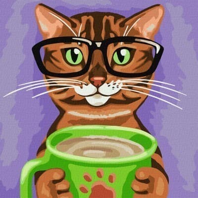 Набір для розпису по номерах. &amp;quot;Смугастий бариста&amp;quot; 40х40см, фото - 1