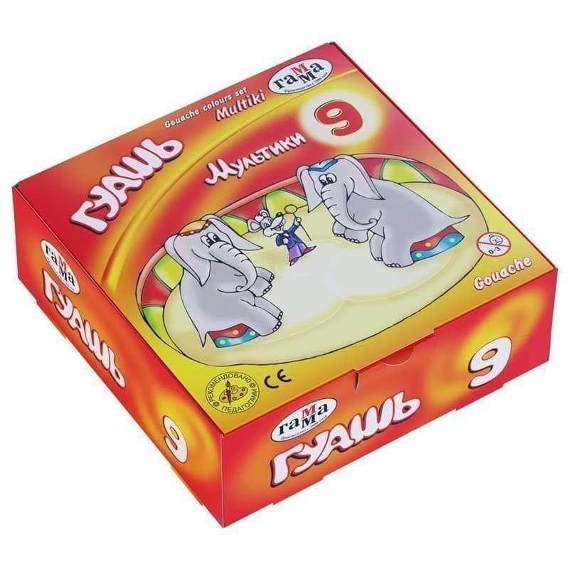 Гуашь Гамма &amp;quot;Мультики&amp;quot;, 09 цветов, 20мл, картон. упак., фото - 1