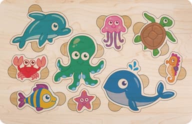 Дерев&#39;яний пазл кольоровий Морські мешканці