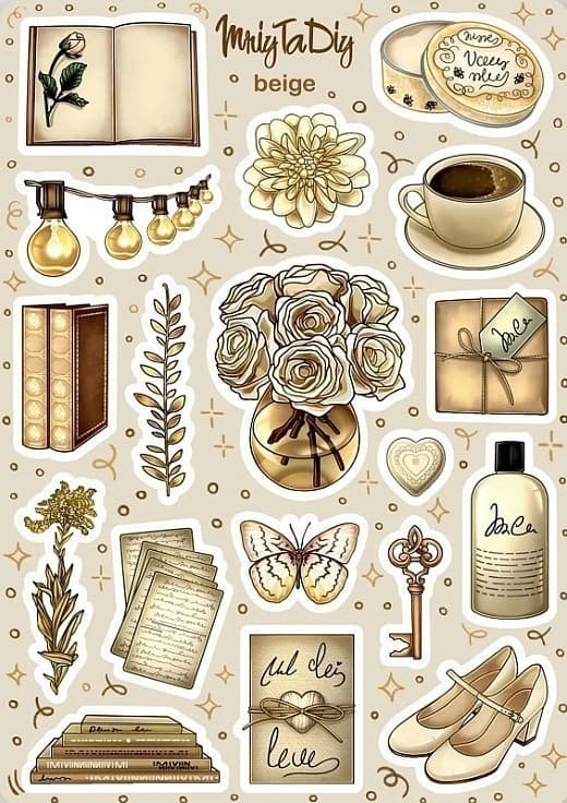 Стікер лист з наклейками &amp;quot; BEIGE&amp;quot;, фото - 1