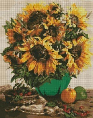 Набір з алмазною мозаїкою &amp;quot;Чарівний букет соняшників&amp;quot; 40х50см, фото - 1