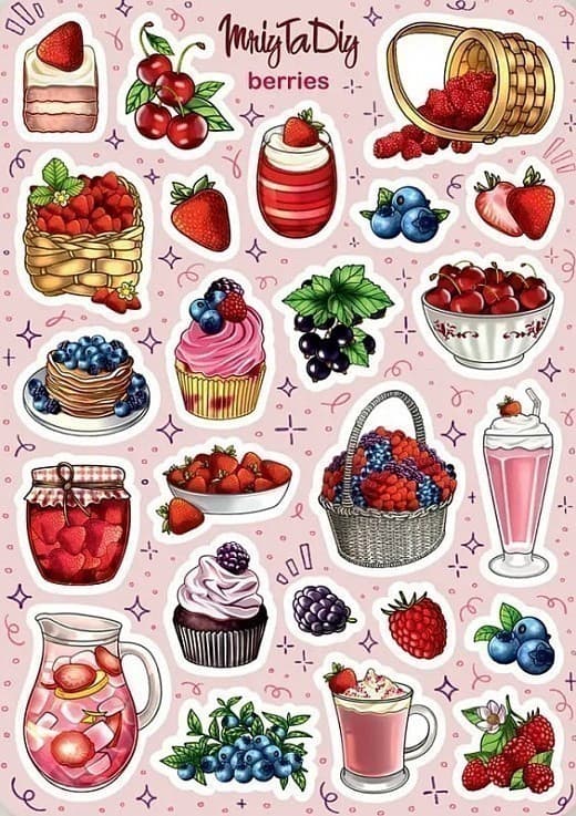 Стікер лист з наклейками &amp;quot;Berries&amp;quot;, фото - 1
