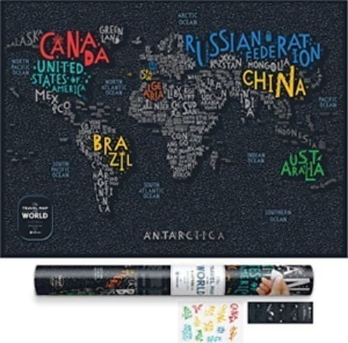 Скретч карта світу &amp;quot;Travel Map Letters World&amp;quot; (тубус) (англ), фото - 1