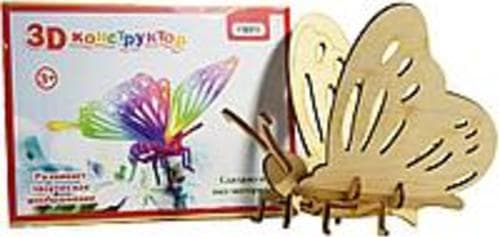 3D дерев`яний конструктор 603 &amp;quot;Метелик&amp;quot; в коробці 26см-18см-4см., фото - 1