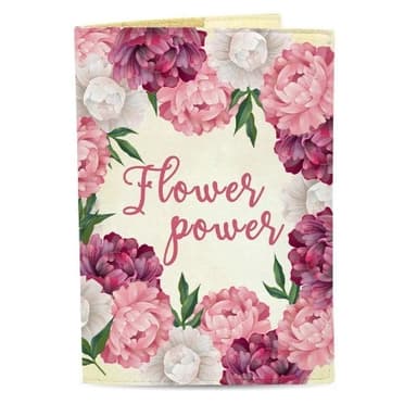 Обкладинка на паспорт ЕкоШкіра Квіти  &amp;quot;FlowerPower&amp;quot;