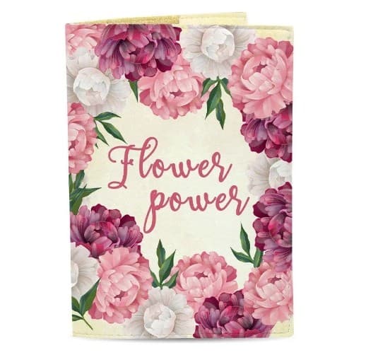 Обкладинка на паспорт ЕкоШкіра Квіти  &amp;quot;FlowerPower&amp;quot;, фото - 1