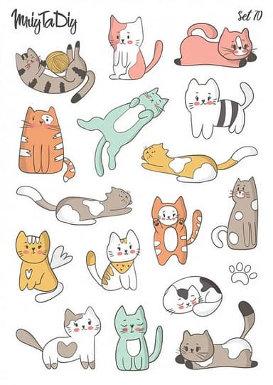 Стікер лист з наклейками Set 70 Котики-2
