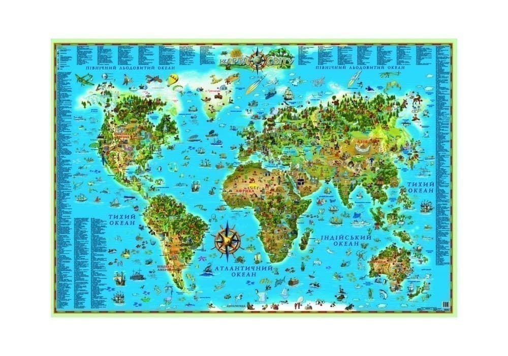 Карта світу для дітей на картоні (у), фото - 1