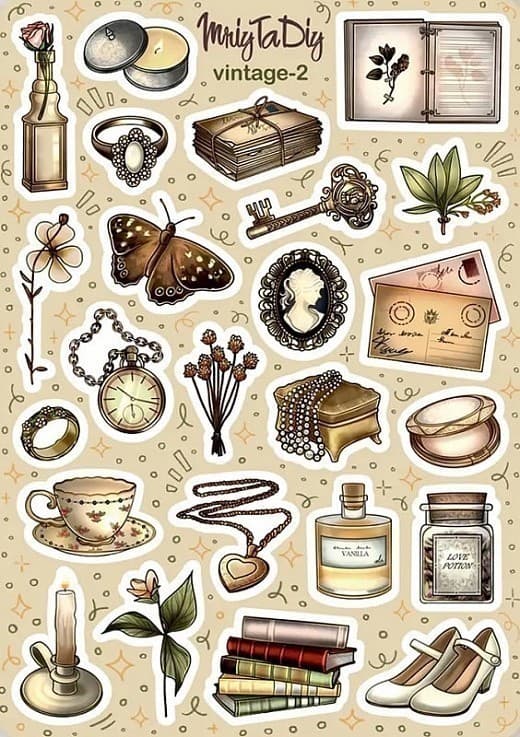 Стікер лист з наклейками &amp;quot;VINTAGE - 2&amp;quot;, фото - 1