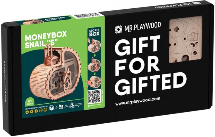 Механічна дерев&#39;яна 3D-модель &amp;quot;Равлик - скарбничка &amp;quot;S&amp;quot;, фото - 1