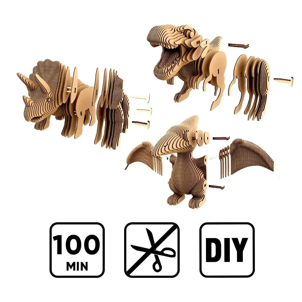 Картонний конструктор "Cartonic 3D Puzzle DINOS TRIO", фото - 2