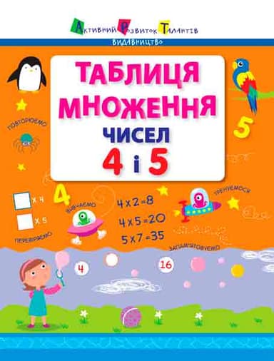 Таблиця множення чисел 4 і 5