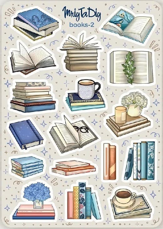 Стікер лист з наклейками &amp;quot;BOOKS-2&amp;quot;, фото - 1