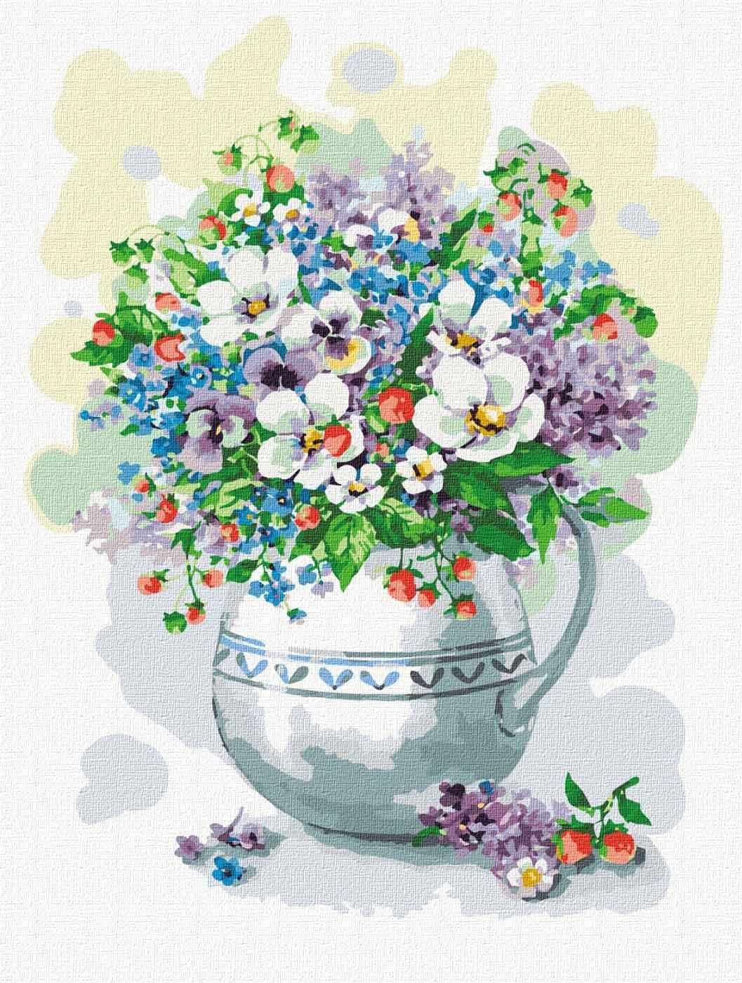 Набір для розпису по номерах. &amp;quot;Букет з суничкою&amp;quot; 30*40см, фото - 1