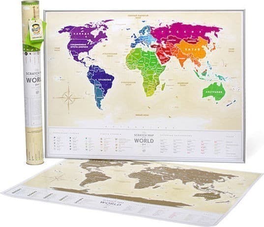 Скретч карта світу &amp;quot;Travel Map Gold World&amp;quot; (рос) (тубус), фото - 1