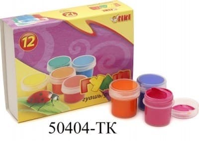 Гуаш набір 12кол TIKI картонна упаковка 120мл 50404-ТК, фото - 1