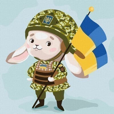 Набір для розпису по номерах. &amp;quot;Зайчик - захисник&amp;quot; 30х30см, фото - 1