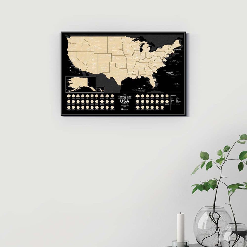 Скретч карта CША &amp;quot;Travel Map USA Black&amp;quot; (тубус) (англ), фото - 1