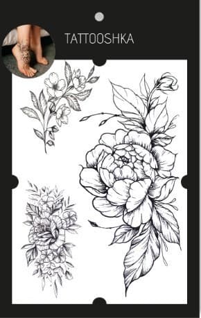 Тату &amp;quot;Піон на гілці&amp;quot;, фото - 2