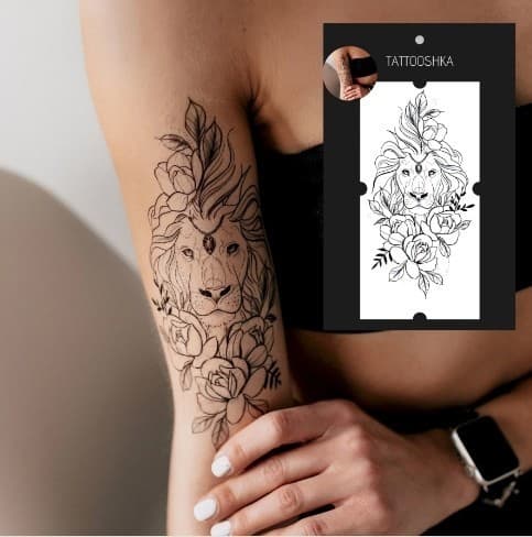 Тату &amp;quot;Лев із квітами&amp;quot;, фото - 1