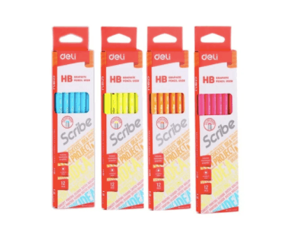 Олiвець ч/г Deli EU50800 мiкс HB Scribe неон з ласт зат, фото - 1