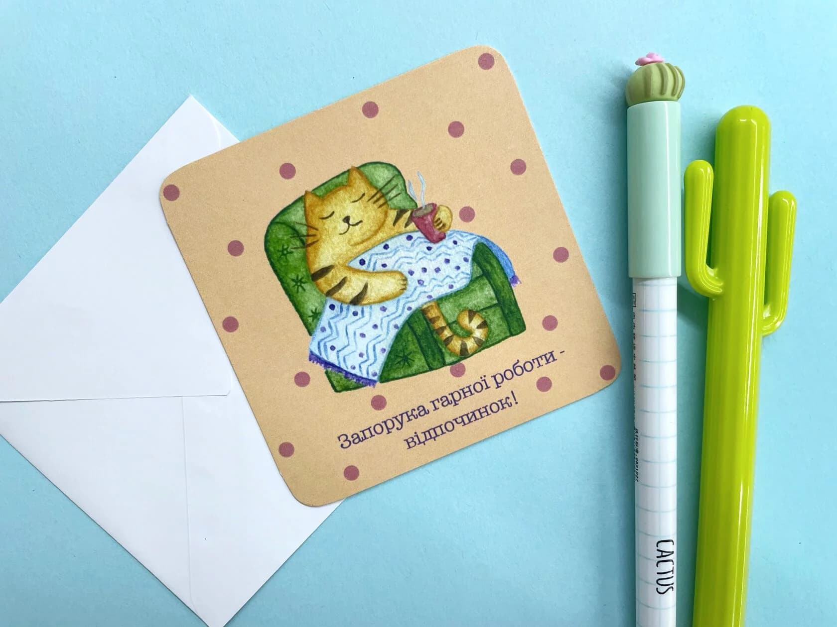 Міні листівка Релаксуючий кіт, фото - 1