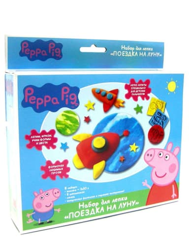Набір для ліплення &amp;quot;ПОЇЗДКА НА МІСЯЦЬ&amp;quot;, (тісто (3 кольора по 30г), штампики, сітка), тм &amp;quot;Peppa Pig&amp;quot;