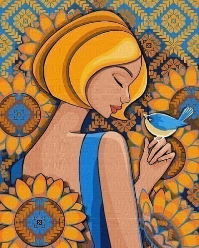 Набір для розпису по номерах. Люди &amp;quot;Сонячна пташка&amp;quot; 40х50см, фото - 1