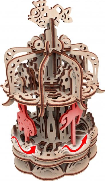 Механічна дерев&#39;яна 3D-модель &amp;quot;Карусель &amp;quot;S&amp;quot;, фото - 1