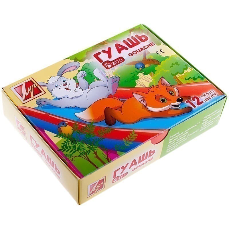 Гуашь Луч &amp;quot;ZOO&amp;quot;, 12 цветов, 15 мл., фото - 1