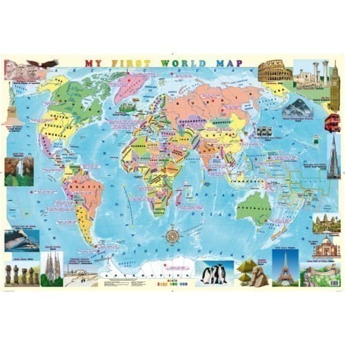My First World Map (Моя перша карта світу) ламінована, на планках, фото - 1