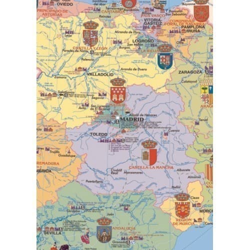 Espana (Іспанія) м-б 1:1 600 000. Навчальна карта картон на планках., фото - 2