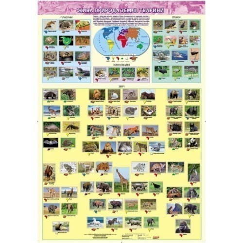 Жива природа землі. Тварини. Навчальний плакат для початкової школи., фото - 1