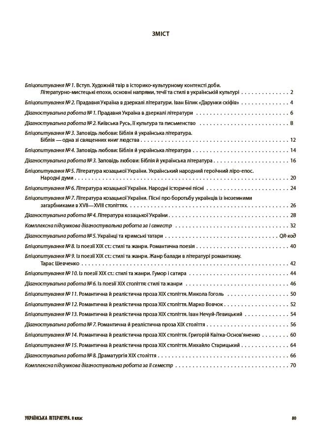 Українська література. Усі діагностувальні роботи. 8 клас, фото - 2