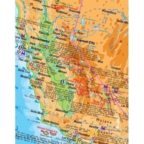 USA (США) м-б 1:3 000 000 Навчальна з/г карта картон на планках., фото - 2